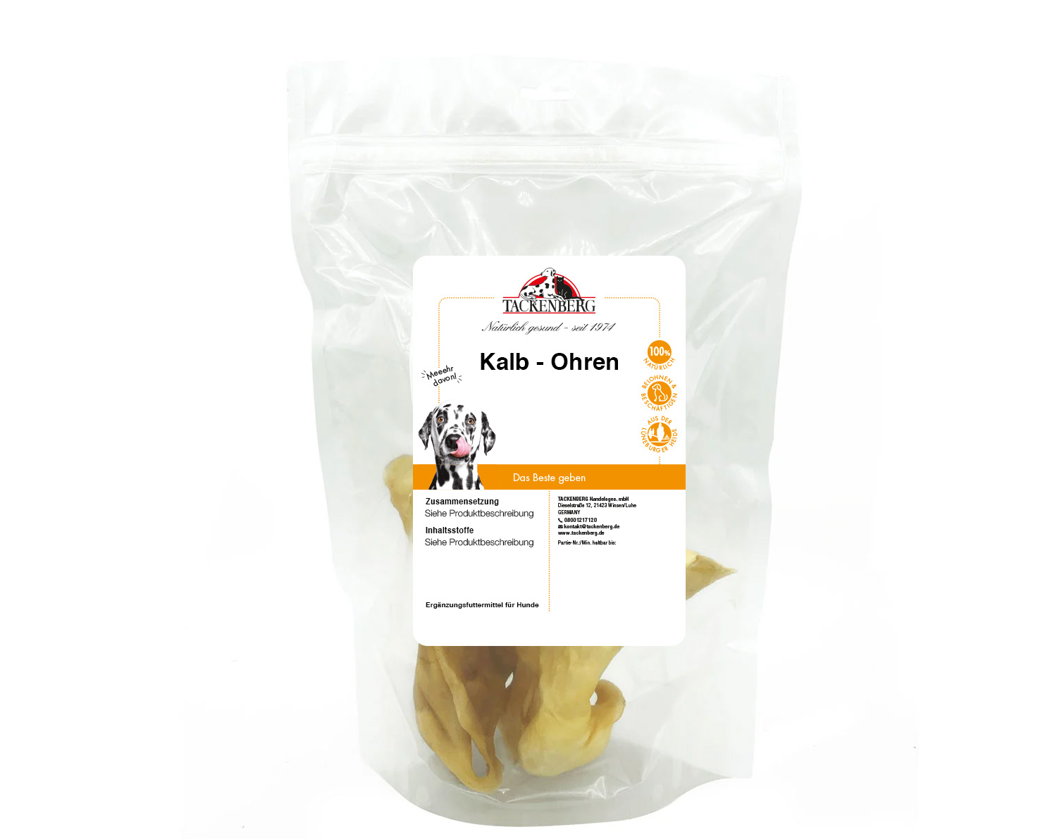 Kalbsohren ohne Fell, getrocknet